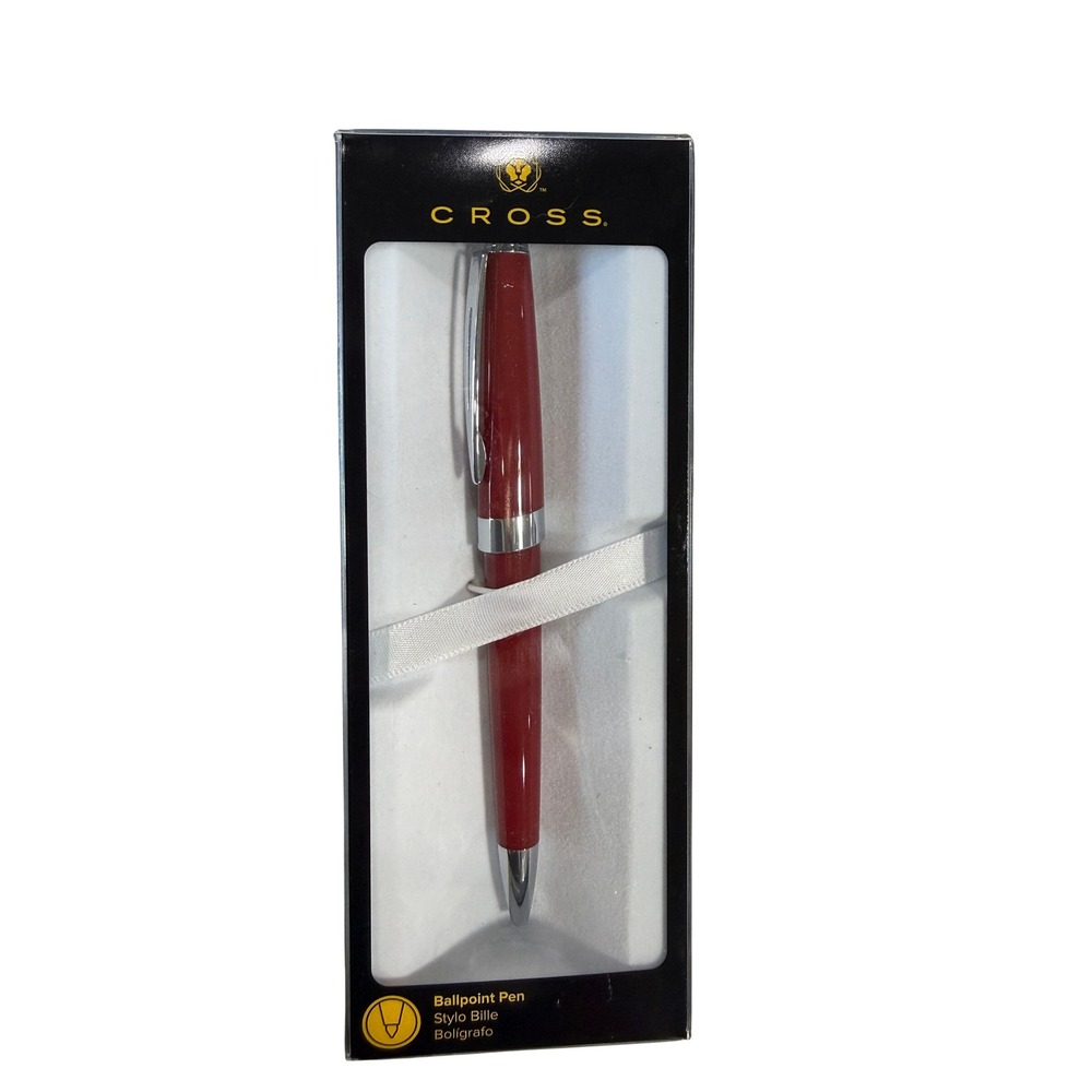Cross Aventura Fire Engine Red Ballpoint Pen Chrome Trim Boxed AT0152S-3‎